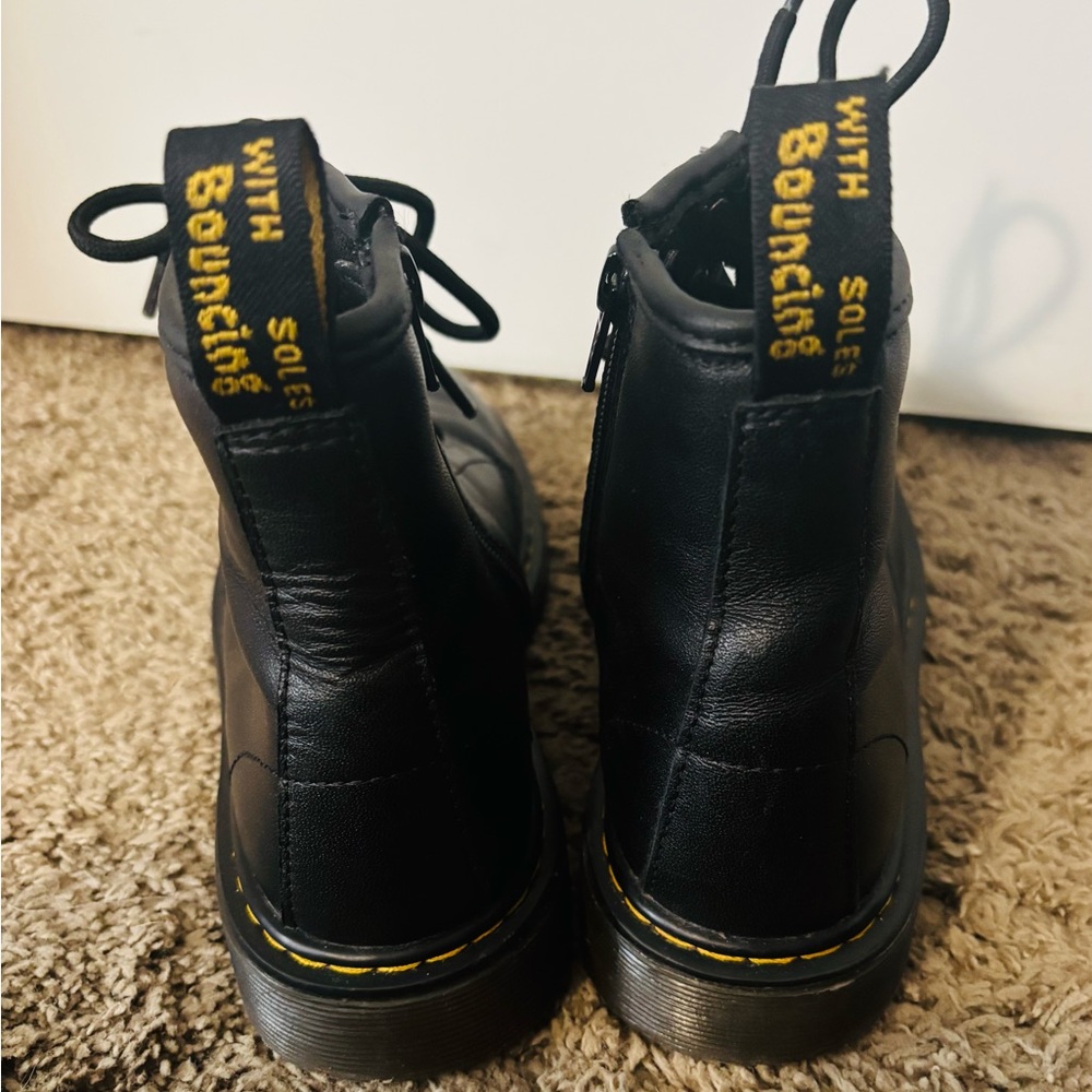 Dr Martin Kids Black Leather Lace-Up Boots - Picture 2 of 3